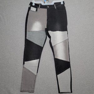 Vanberfia Women's Jeans Size XL Mid Waist Stretchy Patchwork Denim Pants
